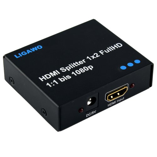 Ligawo ® HDMI Splitter 2-fach/ 2-port 3D Ready 1080p – 1 HDMI Quelle (z.B. PS3, Receiver, Player) parallel oder einzeln an 2 Geräte (z.B. Tv, Beamer oder Monitor) schalten - 2