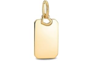 Pandora Moments - Colgante rectangular grabable chapado en oro de 14 quilates