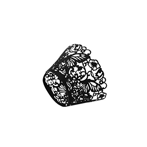 50x Papier Schmetterling Spitze Tasse Kuchen Wrapper Verpackung für Hochzeit Partei Geburtstag Dekor - Schwarz, 80mm