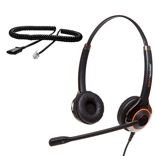 Preisvergleich Produktbild Agent 850 Professionelles Doppelohr-Geräuschunterdrückungsbüro / Call Center-Headset (U10pS-Kabel im Lieferumfang enthalten) Funktioniert mit Alcatel, Auerswald, Cisco und der Deutschen Telekom
