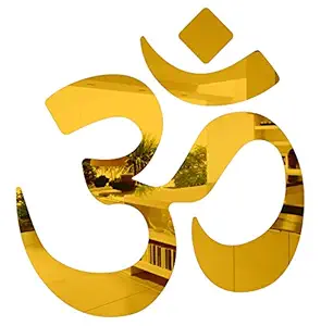Wall1ders - Acrylic Om 3D Mirror Stickers for Wall, Living Room, Hall, Bed Room, Home & Offices (Golden)