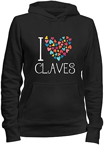 Idakoos I Love Claves Colorful Hearts - Instruments - Women Hoodie