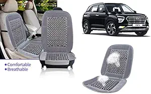 selifaur - Ultra Comfort Massage Cool Car Velvet Bead Seat Cushion for Creta 2020 , Grey