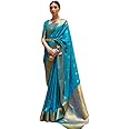 SWORNOF Women's kanjivaram banarasi silk saree for festival Wedding silk with rich pallu Design sarees for women with Unstitched blouse piece