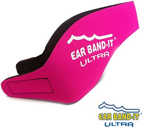 Ear Band-It ULTRA Neoprene Head Band for Swimming - Medium Size (Age 4 - 9 years) (Hot Pink, With Blue Putty Buddies)