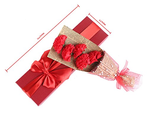 Bouquet Of rot Nelken – Elegant Verpackt von 5 Duft Nelken in bezauberndem Geschenk-Box Beste Geschenk für Jahrestag Geburtstag Mutter und Valentine ’s Day… - 4