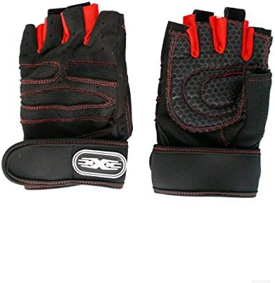 Half Finger Weight Lifting Gloves with Silicone Grip (Red, L)