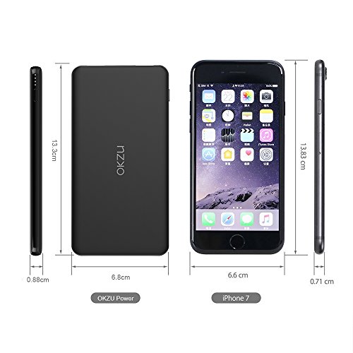 Okzu Slim 5000Â mAh Tipo C input/output caricabatterie portatile Power Bank, batteria esterna, ultra sottile, compatto e leggero per iPhone 7/6s/6, Samsung Galaxy, Nexus, HTC, Huawei e altri