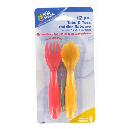 The First Years Take and Toss Toddler Flatware 12 Pieces (Multicolor)