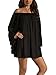 ZANZEA Women's Sexy Summer Casual Chiffon Long Sleeve Off Shoulder Beach Mini Top Dress Black M