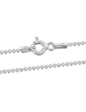 Amberta 925 Sterlingsilber Damen-Halskette - Diamantierte Kugelkette - 1.2 mm Breite - Verschiedene Längen: 40...