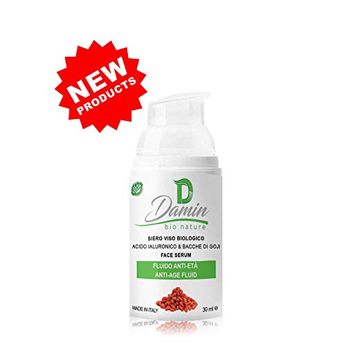 Damin Bio Nature Sérum Facial Fluido 100% Natural con Aceite de Jojoba Argán y Ácido Hialurónico función Antienvejecimiento Antiarrugas Vegano 30ml
