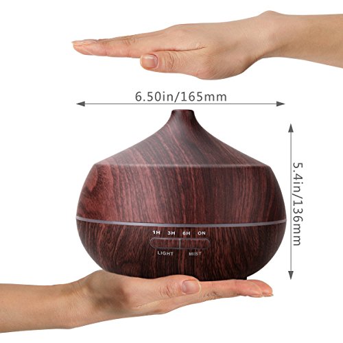 Aroma Diffuser, Tenswall Ultraschall Öl Diffusor Holzmaserung Luftbefeuchter Duftzerstäuber Humidifier 400ml mit 7 Farben LED Licht für Babies Yoga Kinderzimmer Schlafzimmer Büro usw. - 8