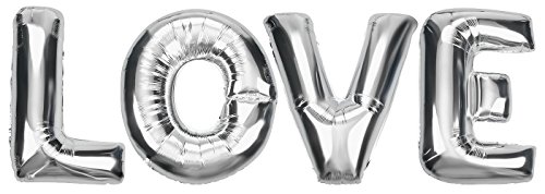 DekoRex ® LOVE Riesenballons Folienballons Buchstabenballons Heliumballons in Silber 100cm hoch