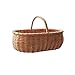 Produktbild 8HAOWENJU Outdoor Natürliche Pflanze Handgewebte Rattan Picknickkörbe Tragbaren Griff Hängekörbe Reise Camping Einkaufen Ablagekörbe (Farbe: Braun, Größe: 30,5 * 23 * 19,5 cm) Robuster Brotkorb