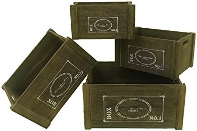Rebecca Mobili Set 4 Boxes Storage Unit Chest Dark Wood White Vintage Country Design Kitchen Bathroom - 20 x 41 x 31 cm (H x W x D) - Art. RE4476
