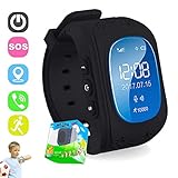 Kinder Smart Watch GPS-Telefon Uhr Wasserdicht Ohne Abhörfunktion, für Kinder, SOS Notruf+Telefonfunktion, Live GPS+LBS Positionierung, Funktioniert Weltweit, App + Support auf Deutsch (black)