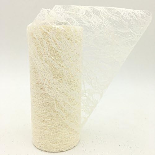 Allbusky Vintage Glitter Lace Roll Table Runner Table Centerpieces Chair Lace Sash Lace Bows Tutu Skirts Pew Bows For Chrismas Xmas Happy Birthday Festival Event Rustic Chair Table Wedding Decorations DIY 6'' x 10 Yard (Cream)