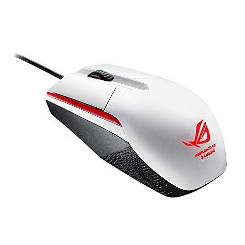 ASUS ROG Sica - Ratón óptico ambidiestro de 5000 DPI, color blanco