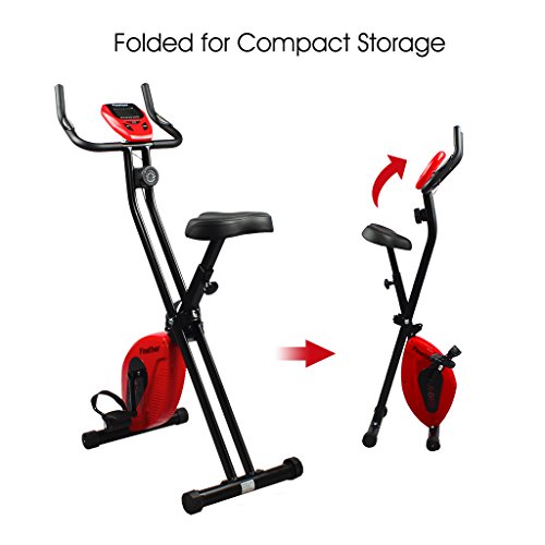 Finether X-Bike Heimfahrrad Heimtrainer Fitness-Fahrrad Standfahrrad Trimmrad Trainingsrad Fahrradtrainer mit LCD-Monitor und Pulssensoren 8-Stufen Magnetwiderstand Sportgerät/Trainingsgerät/Fitnessgerät für zuhause zum Abnehmen Ausdauertraining höhenverstellbar klappbar - 2