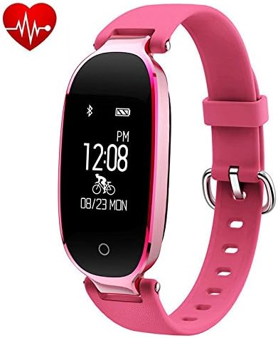 Women Lady Girl Smart Bracelet Fitness Tracker Heart Rate Monitors Activity Trackers Smartwatch IP67 Waterproof Bluetooth Pedometer Wristband Sleep Monitor for Android & IOS Smartphone, iPhone (Rose)