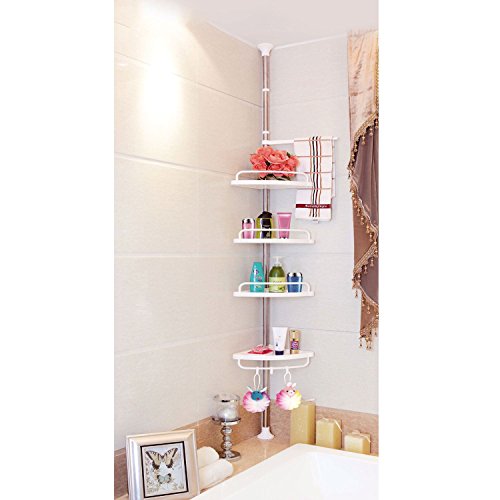 Top Home Solutions® 100 cm-320 cm 4 Ebenen verstellbar Edelstahl Dusche Ecke Badezimmer Teleskop Regal Rack Caddy – Heavy Duty, einfache Montage, kein Bohren erforderlich - 2