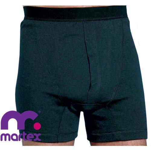Kozee Komforts Martex Washable Gents Male Boxers Incontinence Pants 350ml Capacity Open Fly - Medium Black