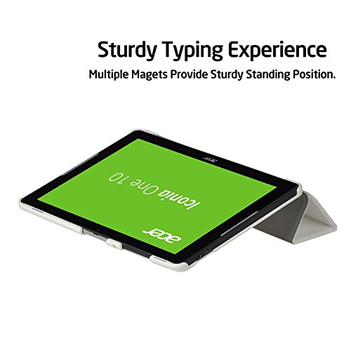 Acer Iconia One 10 B3-A30 Hülle, IVSO Ultra Schlank Superleicht Ständer Slim Leder zubehör Schutzhülle für Acer Iconia One 10 (B3-A30) 25,7 cm (10,1 Zoll HD) Tablet-PC perfekt geeignet (Weiß) - 5