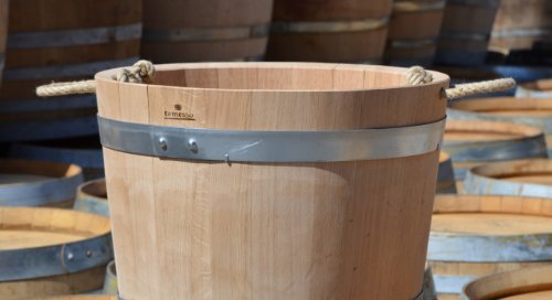 Blumentopf, Blumenkübel aus Eichen-Holz – Fass, Holzfass als Pflanzkübel – Weinfass, Bottich, Holzkübel (D30 bis D60) mit Schlaufen (D40 H35 mit Schlaufen) - 3