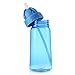Water Bottle, Merit Straw Cups with Sliding Lid And Pop-up Straw For Baby, Toddler, Kids Drinking , Travel And School Bottle, BPA free, Leak Proof, Crash Proof, High Temperature Resistance (Blue)
