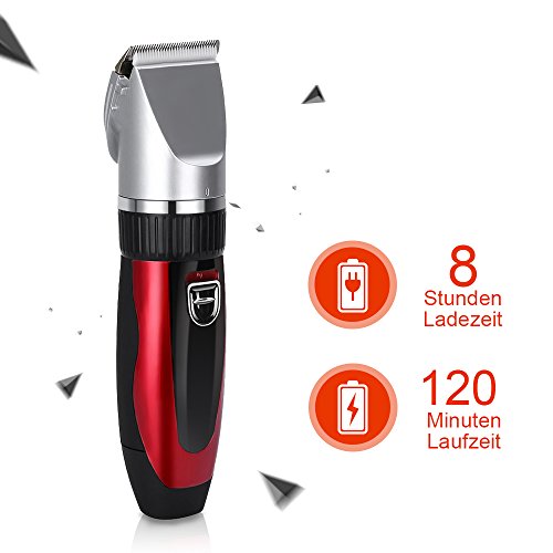 Elehot Elektrischer Haarschneider mit 5 Aufsätzen Haarschneidemaschine für Herren oder Friseur Salon Rot - 6