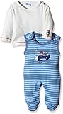 Eltern by Salt & Pepper Baby Boys E Playsuit Let's Fly stripe Striped Crew Neck Long Sleeve Footies