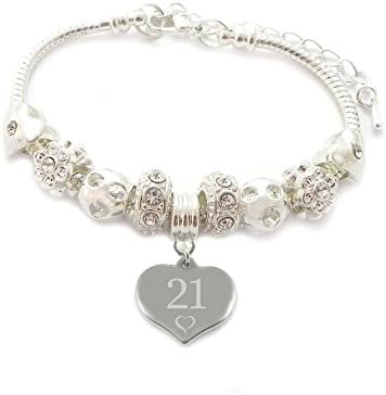 SanaBelle™ 21st Birthday Personalised Engraved Charm Bracelet Women's - Gift Boxed