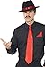 Produktbild Smiffys Herren Gangster Set, Filzhut, Krawatte und Einstecktuch, One Size, Rot, 33109