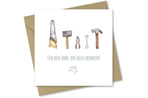 Absolutely Yours Vatertagskarte. Werkzeuge Design. Karte mit Umschlag. 150x150mm im zusammengeklappten Zustand.