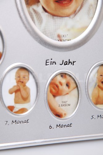 Mein erstes Jahr Baby Galerie Bilderrahmen in Silber für 13 Fotos - 3