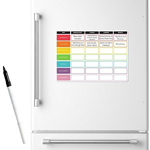 semanal Comida Dieta Planificador magnético ¦ A4 borrado en seco Whiteboard Avisos Tablero de notas - COCINA NEVERA LISTA LA COMPRA Preparación Nutrición Familia (Multicolor) ¦ THE MAGNET SHOP