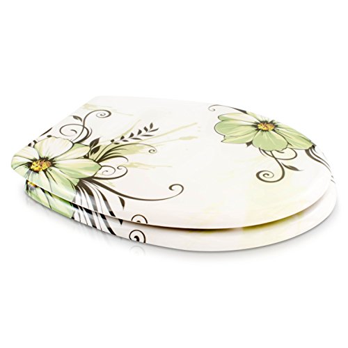 WC Sitz mit Absenkautomatik – „Blumenzauber“ Design – Toilettendeckel mit Motiv aus Duroplast inkl. Montagesatz – VENKON - 3