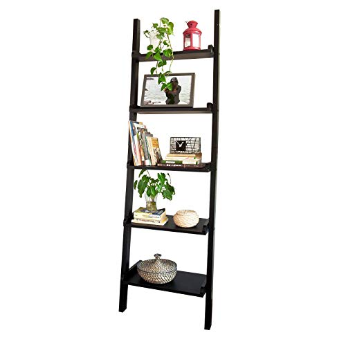 SoBuy® Moderna estantería escalonada, Estantería de pared,estanteria libreria FRG17-SCH(5 estantes/negro)