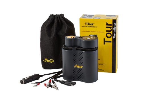 AirMan Tour Adventure Compact Air Compressor with SAE, Crocdile Clips, Terminal Rings and 12v Cigarette Socket Connectivity