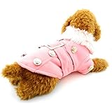 Pegasus Kleiner Hund Bekleidung für Mädchen Jungen Western Style aus Wolle Winter Zweireiher Pea Coat Kragen aus Kunstpelz
