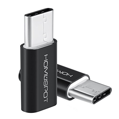 HomeSpot USB C auf Micro USB Adapter für Type C Geräte, neues Apple MacBook, Google ChromeBook Pixel, HTC 10, LG G5, Nexus 5X, Nexus 6P, OnePlus 2 (2 x Schwarz)