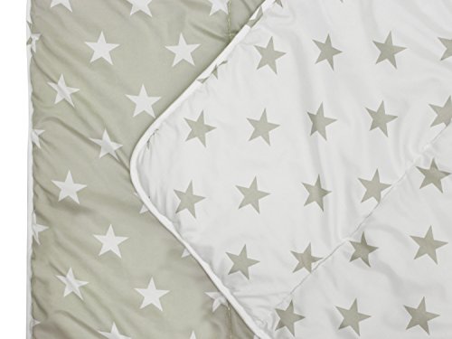 Bettenset erhältlich in 9 verschiedenen Ausführungen – Mikrofaser – Steppbett ca. 135 cm x 200 cm & Kopfkissen ca. 80 cm x 80 cm – geprüfte nach Öko-Tex Standard 100, Wendebett [Sterne taupe] - 6