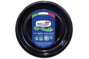 TEKHOME Piatti Plastica fondi,25/50/75/100/125/150 Pezzi piatti plastica colorati lavabili e riutilizzabili Rotondi per Compleanno,Festa, Matrimonio,Fai da Te Fatti a Mano (100, NERO)