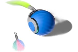 XUNNIU Nouvelle Balle Interactive Chat/Chien, Jouet pour Chats avec Queue Duveteuse, Balle Chien Smart Roulante360°,Speedy Tail,Smartball Chat,Bleu