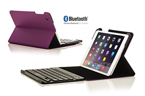 ForeFront Cases® Neue Apple iPad Mini 3 / 3rd Generation (Oktober 2014) Leder drahtlose Bluetooth Tastaturhülle– Vollständiges QWERTZ-Layout und eingebauter, wiederaufladbarer Akku inkl. Eingabestift und Displayschutz - 4