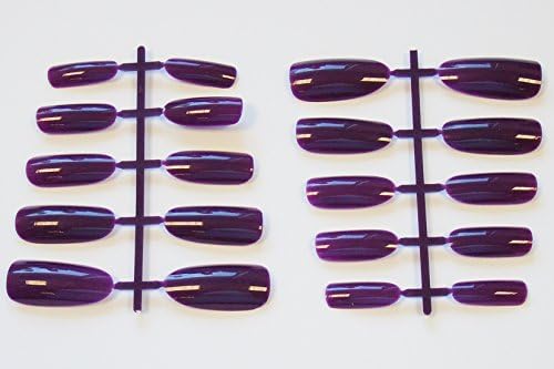 100 Purple Coloured Long Oval Full Cover False Nails on Fish Bone