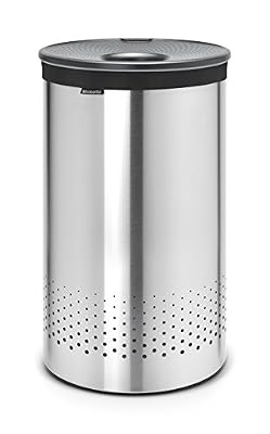 Brabantia Panier à linge acier inoxydable Corbeille a linge 60l, gris, l.38.5 x H.63 x P.3