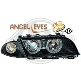  1214481, par de luz Faros Angel Eyes Negro para serie 3 Berlina, Break E46 de 1998 a 2001