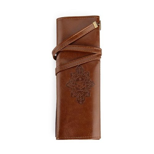 Preisvergleich Produktbild ETHAHE Twilight Braun Leder Federmappe 22.5×20cm